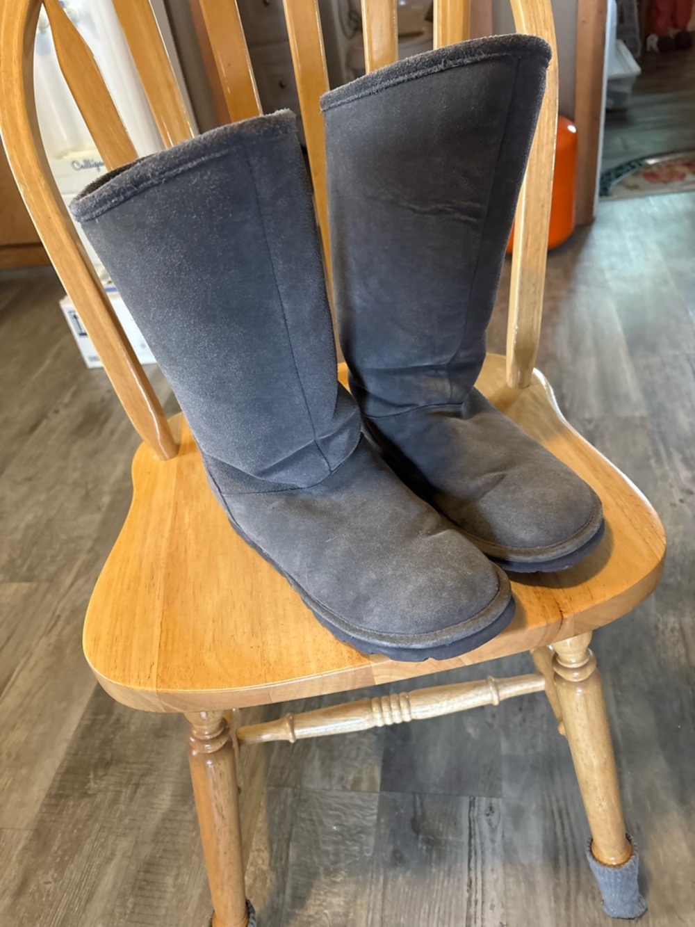 BearPaw Black Tall Suede Winter Boots